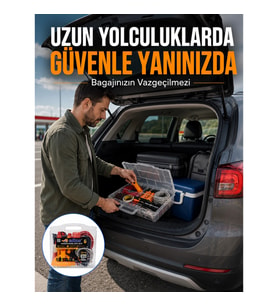Mey İthalat® Profesyonel Araç İçi Acil Durum Seti 27 Parça Çok Amaçlı Oto Yardım Çantası