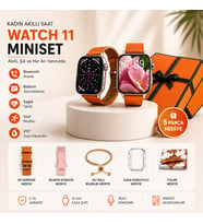 Watch 11 Mini Kadın Akıllı Saat – Bluetooth Arama, NFC, Sağlık ve Spor Takibi, 5 Parça Hediyeli Miniset