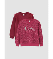 LCW Kids Bordo Fırfırlı Kız Çocuk Kalın Sweatshirt