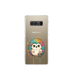 Samsung Galaxy Note 8 ile Uyumlu Splash Kirpi Tasarımlı Şeffaf Silikon Kılıf