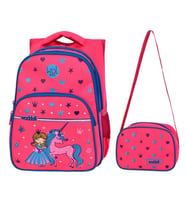 WaddellBag Kız Çocuk Üç Gözlü Pembe Unicorn İlkokul Sırt Çanta ve Beslenme Çantası Seti
