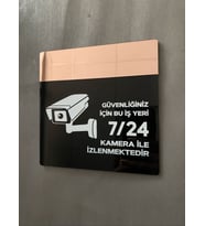 Yönline Rosegold Aynalı Güvenlik Kamerası Uyarı Tabelası