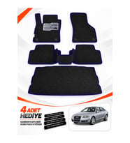 e-biz AUDİ A6 (2004-2008) Uyumlu EVA Oto Paspas Bagaj Paspası Dahil Metal Topukluklu Siyah-Lacivert