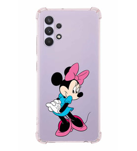 Samsung Galaxy A32  Köşe Korumalı Antişok Kapak Minnie Mouse Tasarımlı Şeffaf  Kılıf
