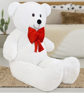 Bubblebear 140 cm Kırmızı Papyonlu Ayıcık (Beyaz)