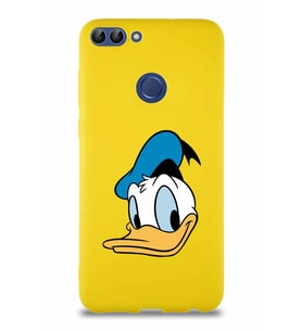 Huawei P Smart Soft Premier Kapak Donald Duck-B Tasarımlı Silikon Kılıf - Sarı (Şeffaf)