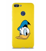 Huawei P Smart Soft Premier Kapak Donald Duck-B Tasarımlı Silikon Kılıf - Sarı (Şeffaf)
