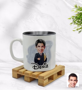BK Gift Kişiye Özel Erkek Avukat Karikatürlü İçi Siyah Renkli Kupa Bardak Model 1