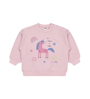 Civil Baby Unicorn Baskılı 6-18 Ay Sweatshirt - Pembe 9-12 Ay (Pastel Pembe)