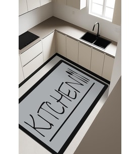 Kitchen Desenli Dijital Baskı Kaymaz Taban Mutfak Halısı H0035 (Çok Renkli)