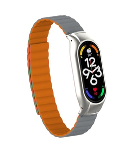Xiaomi Mi Band 7 Uyumlu Kordon Suni Deri Baklalı Mıknatıslı KRD-69 Kayış