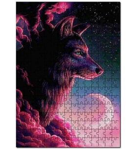 Cakapuzzle Kızıl Kurt Ay Bulutlar ve Yıldızlar Puzzle Yapboz MDF (Ahşap) (120 Parça)