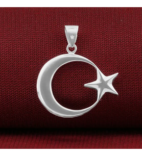Ay Yıldız 925 Ayar Gümüş Erkek Kolye