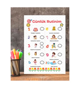 Günlük Rutin Sorumluluk Kazanım Tablosu Kız Çocuk 1 Adet Pcv Kaplı