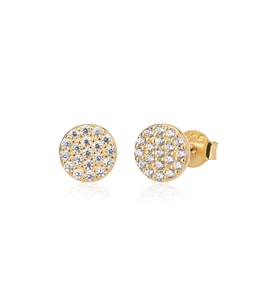 EMILIANO JEWELLERY 925 AYAR GÜMÜŞ  BEYAZ TAŞLI YUVARLAK KÜPE