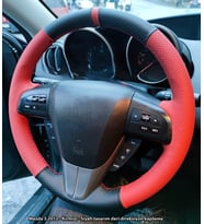 Mazda 3-2011-2012 Araca Özel Direksiyon Kılıfı(SOFT NOKTA KIRMIZI KARBON) (Karışık)