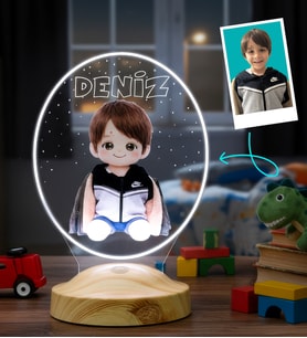 Çocuk Fotoğrafından Peluş Lambaya Dönüşen Kişiye Özel LED Lamba – Çocuğa Mezuniyet Hediyesi, Yapay Zeka Destekli Renkli Çocuk Odası Hediyesi