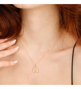 Minimal Kulaklık Figürlü Kolye 925 Silver 18K Altın Kaplama (Gold)