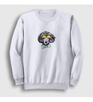 Presmono Unisex Beyaz Poodle Dog Köpek Sweatshirt 409900tt (Beyaz)