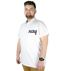 Mode XL Erkek T shirt Polo New York Throwback 22302 Beyaz