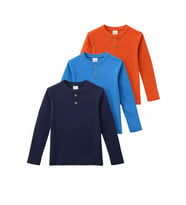 Monox Erkek Çocuk 3’lü Paket Uzun Kollu Henley Yaka Sweatshirt (Lacivert)