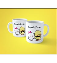 2'li Kocamda Kocam - Karımda Karım Çiftli Baskılı Kupa Bardak