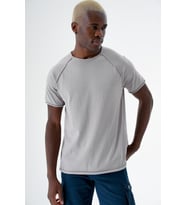 Chuba Erkek Bisiklet Yaka Spor Kesim Kısa Kollu İnce Triko T-Shirt Gri 24S268