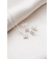 Elika Silver Kadın Çiçek Model 925 Ayar Gümüş Set