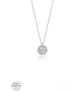 SWAROVSKİ TAŞLI  ZİRCONİA YUVARLAK BAGET PIRLANTA MONTÜR  925 AYAR GÜMÜŞ KOLYE