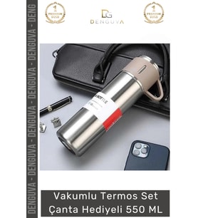 #ÇelikTermos Çelik Termos Vakumlu Isı Koruyan Kamp Outdoor Bardaklı Set Çanta Hediyeli 550 Ml