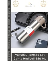 #ÇelikTermos Çelik Termos Vakumlu Isı Koruyan Kamp Outdoor Bardaklı Set Çanta Hediyeli 550 Ml