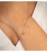 925 Ayar Gümüş 3 Ct Yarı Değerli Doğal Taşlı Multistone Bileklik-Collezione Arcobaleno