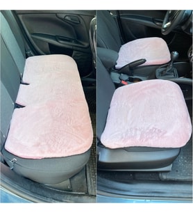 Yumuşak Tüylü Peluş Serme Oto Koltuk Koruyucu Minder Ön Arka Pudra Pembe