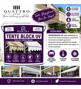 Tente Block UV Akrilik Tente Isı Yalıtım Boyası 5 KG – UV Dayanımlı, Suya ve Dış Etkenlere Dayanıklı Tente Yenileme Boyası