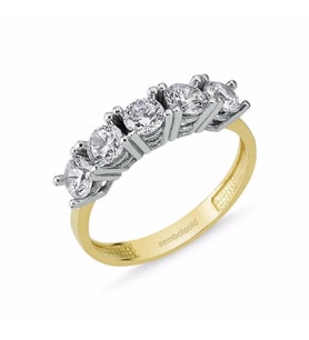 Altın 5 Taş Yüzük Swarovski Taşlı (Çok Renkli)