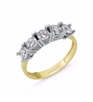 Altın 5 Taş Yüzük Swarovski Taşlı (Çok Renkli)