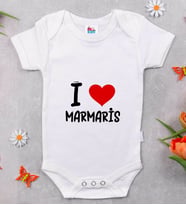 BK Kids I Love Marmaris Tasarımlı Bebek Body Zıbın - Model 1