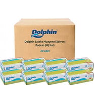 Dolphin Beyaz Lateks Eldiven Pudralı (L) 20 Pk x 100 'lü (Koli)