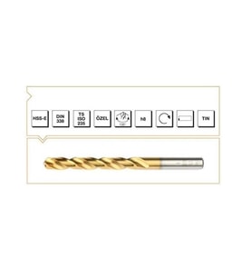 Makina Takım HSS-E DIN 338 RN TIN Kaplı Matkap Ucu 6.8mm-MTE B00006000680