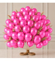 Fuşya Renk Lateks Metalik Balon (30 cm) - 50 Adet