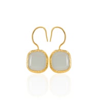 Kadir Jewellery 22 Ayar Altın Kaplama Kare Taşlı Küpe -El İşçiliği Ve Hipoalerjenik Küpe