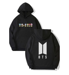 Bts Ön-Arka Baskılı Kapşonlu Sweatshirt