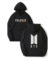 Bts Ön-Arka Baskılı Kapşonlu Sweatshirt