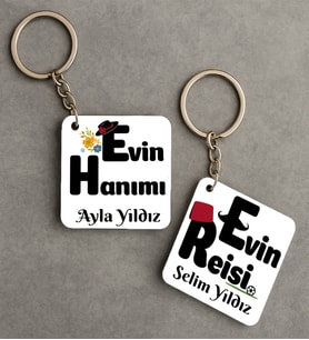 Kişiye Özel Evin Hanımı Evin Reisi Çift Anahtarlık