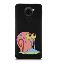 Xiaomi Redmi Note 9 Soft Premier Kapak Salyangoz Gary Tasarımlı Silikon Kılıf - Siyah (Şeffaf)