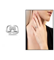 Zirkon Taşlı "Belt" Tasarım Silver Renk Free Size 925 Ayar Gümüş Kadın Yüzük