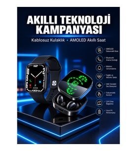 Mey İthalat® Yeni Nesil Akıllı Saat ve Ucuz Kaliteli Bluetooth Kablosuz Kulaklık Amoled Ekran