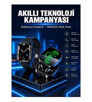 Mey İthalat® Yeni Nesil Akıllı Saat ve Ucuz Kaliteli Bluetooth Kablosuz Kulaklık Amoled Ekran