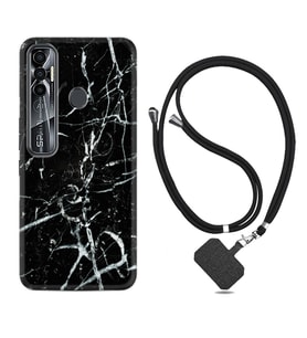 Tecno Spark 6 6 Go 8C 8 Pro 7 7 Pro Kılıf Boyun Askılı Silikon Black Marble 3 1382
