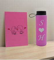 BK Gift Sevgiliye Özel İsimli Pembe Defter ve Cam Matara Hediye Seti-8, Sevgiliye Hediye, Sevgililer Günü, Yeni İş Hediyesi
